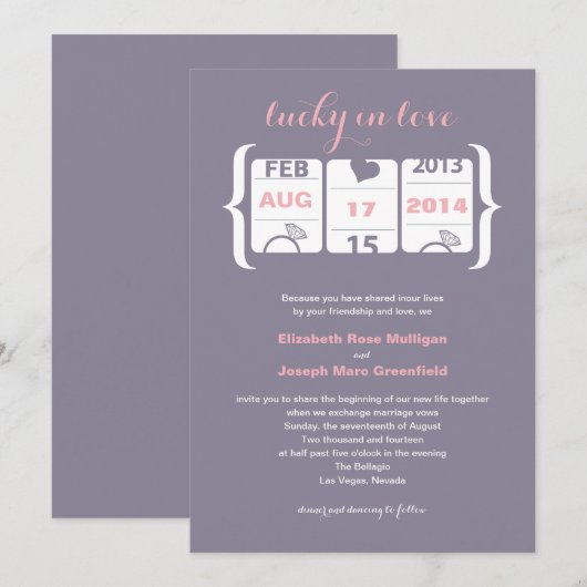 Slot Machine Trouw Uitnodiging (Voorkant / Achterkant)