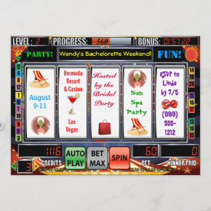 Slot Machine Vegas Bachelorette Weekend Invites Kaart