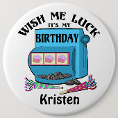 Slot Machine Verjaardag Ronde Button 6,0 Cm (Voorkant)