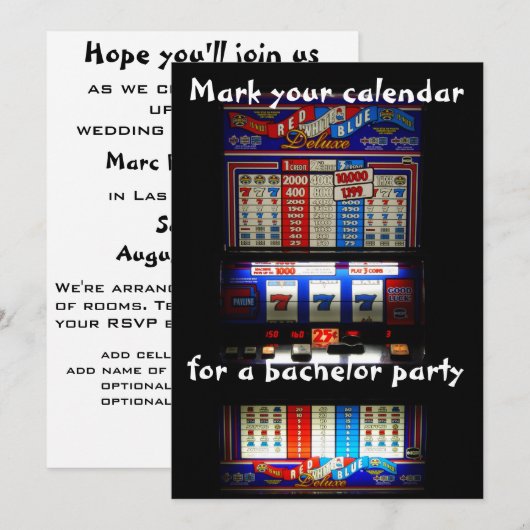 Slot-machine voor bachelor kaart (Voorkant / Achterkant)