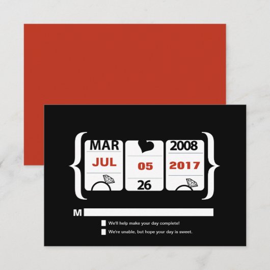 Slot Machine Weddenschap RSVP (Voorkant / Achterkant)