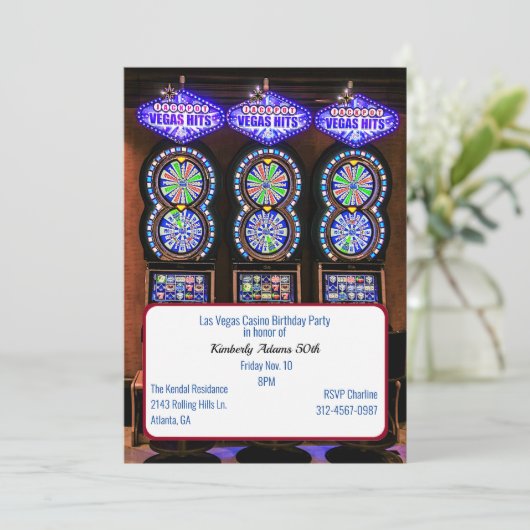 Slot Machines Casino ThACHT Birthday Party Kaart (Staand voorkant)