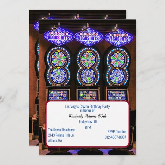 Slot Machines Casino ThACHT Birthday Party Kaart (Voorkant / Achterkant)