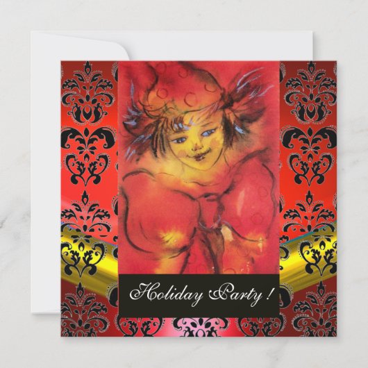 SLOT MET RODE BEIDE ZWART GOUD DAMASK MONOGRAM Rub Kaart (Voorkant)