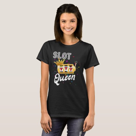 Slot Queen Casino Games Lovers Las Vegas T-shirt (Voorkant volledig)