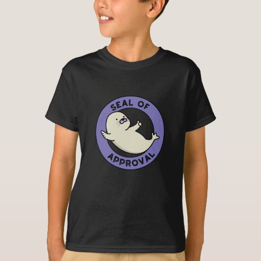 Slot van de goedkeuring Funny Seal Pun Dark BG T-shirt (Voorkant)