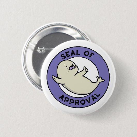 Slot van goedkeuring Funny Seal Pun Ronde Button 5,7 Cm (Voorkant /achterkant)