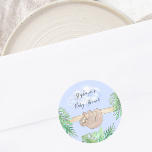 Slotblauw Baby shower Ronde Sticker