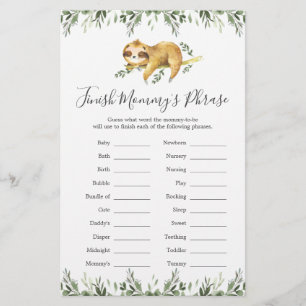 Slote Baby shower Voltooi het Phrase Game van mama