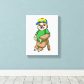 Slote bij honkbal met honkbalknuppel canvas afdruk (Insitu (Houten vloer))