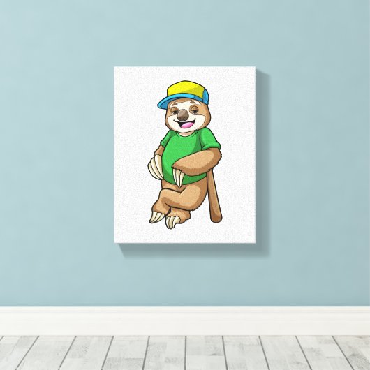 Slote bij honkbal met honkbalknuppel canvas afdruk (Insitu (Houten vloer))