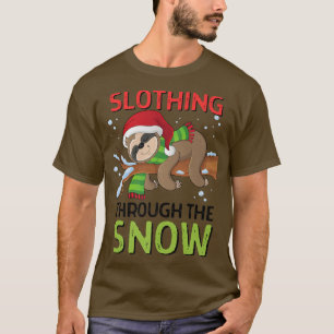 Slote door de sneeuw grappige kerstmannen t-shirt