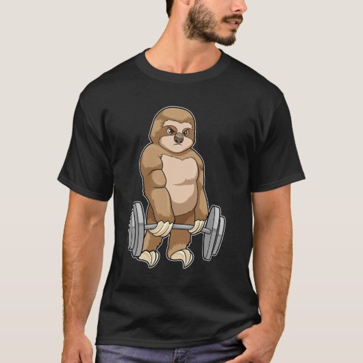 Slote in Bodybuilding met Barbell T-shirt (Voorkant)