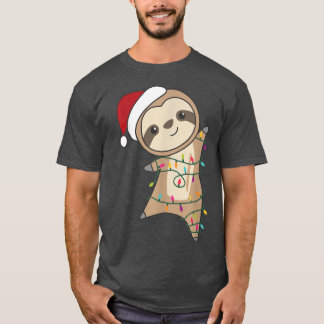 Slote kerstdieren met lichte lampjes met kerstmis t-shirt