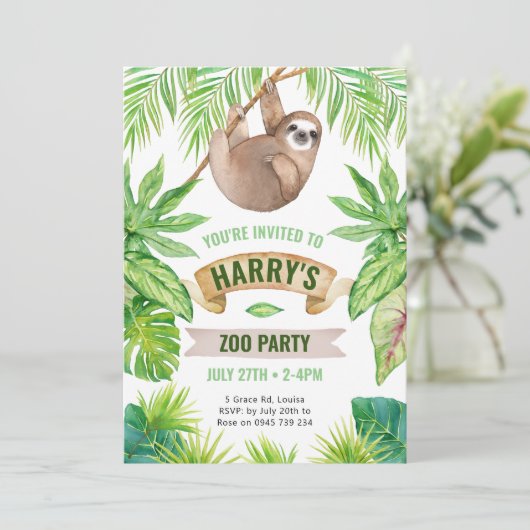 Slote Uitnodiging, Zoo-verjaardag Kaart (Staand voorkant)