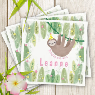 Slote verjaardag in roze en geel servet