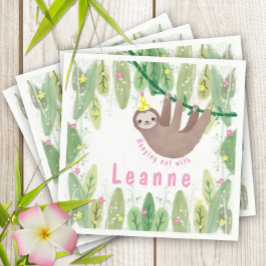 Slote verjaardag in roze en geel servet