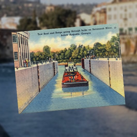 Sloten op de Savannah rivier in Augusta GA Histori Briefkaart