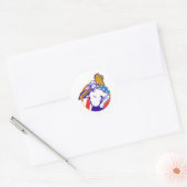 Slotenmaker Holding Key met Amerikaanse vlag Retrp Ronde Sticker (Envelop)