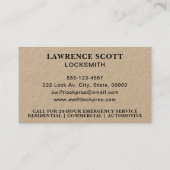 Slotenmaker Lock Fitter Sleutels  Kraft Visitekaartje (Achterkant)