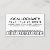 Slotenmaker. Loyaliteit ponskaart Klantenkaartje (Achterkant)