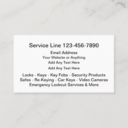 Slotenmaker Professionele Visitekaartjes Sjabloon (Achterkant)