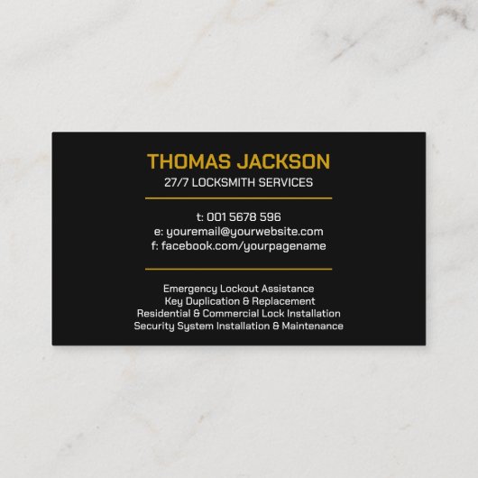 Slotenmaker Visitekaartje (Achterkant)