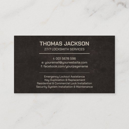 Slotenmaker Visitekaartje (Achterkant)