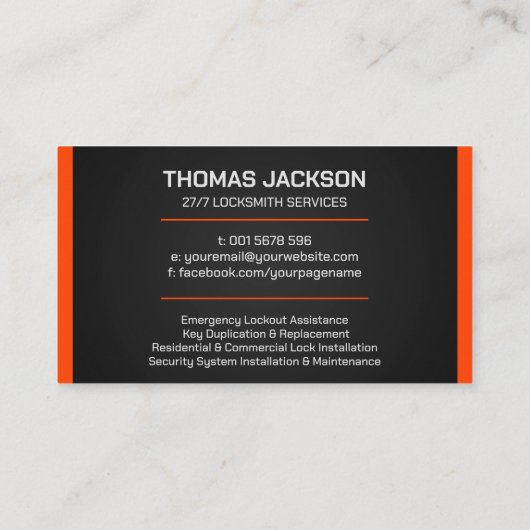 Slotenmaker Visitekaartje (Achterkant)