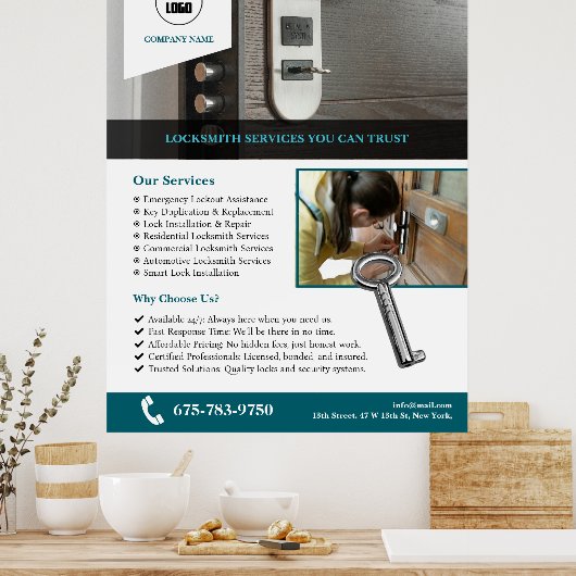 Slotenmakers Services Aangepast Poster (Keuken)