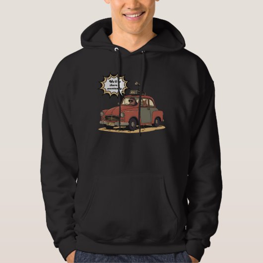 Sloth and Bunny Cartoon Road Trip Adventure Hoodie (Voorkant)