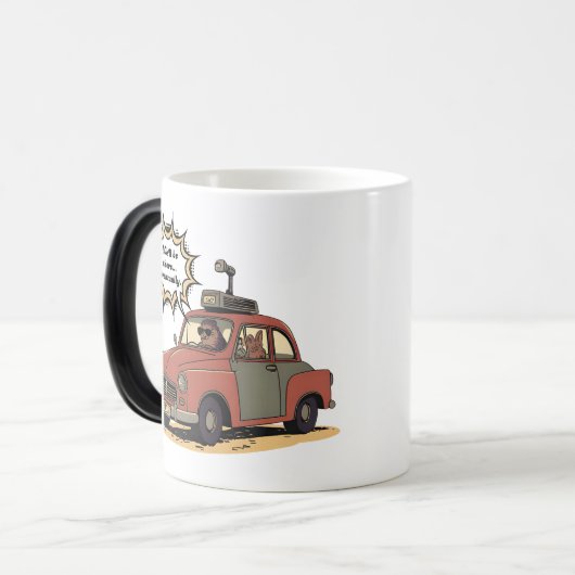 Sloth and Bunny Cartoon Road Trip Adventure Magische Mok (Voorkant links)