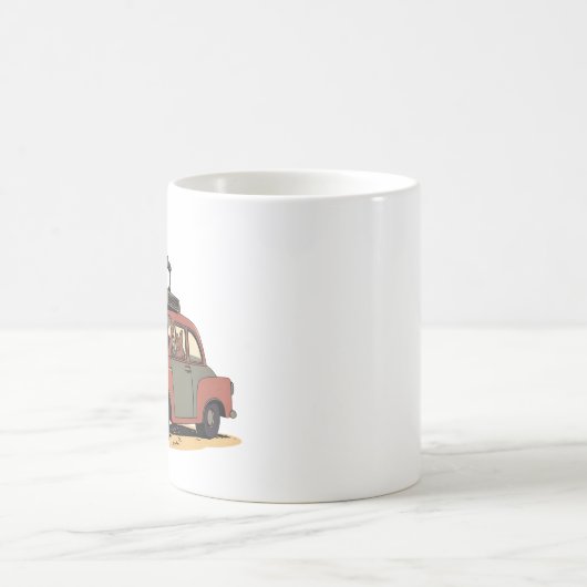 Sloth and Bunny Cartoon Road Trip Adventure Magische Mok (Center)