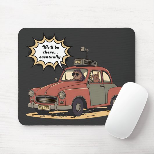 Sloth and Bunny Cartoon Road Trip Adventure Muismat (Met muis)