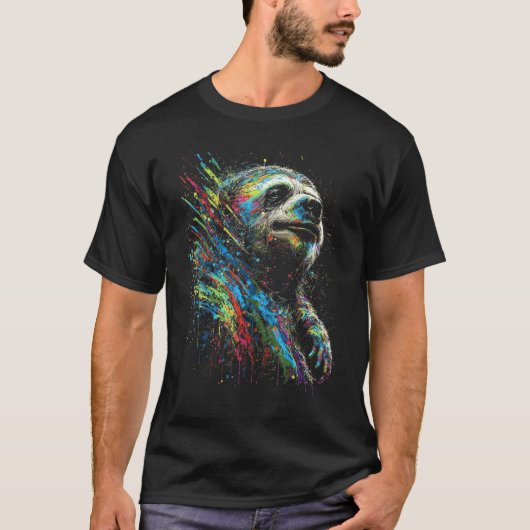 Sloth Animal Paint Drip Art Sloth Lovers T-shirt (Voorkant)
