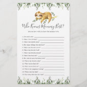 Sloth Animals Baby shower die mama het beste kent (Voorkant)