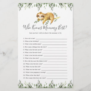 Sloth Animals Baby shower die mama het beste kent