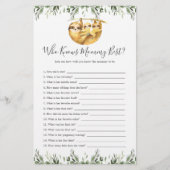 Sloth Animals Baby shower die mama het beste kent (Voorkant)
