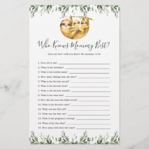 Sloth Animals Baby shower die mama het beste kent