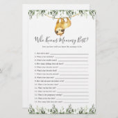 Sloth Animals Baby shower die mama het beste kent (Voorkant / Achterkant)