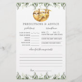 Sloth Animals Baby shower Voorspellingen en Advies (Voorkant)