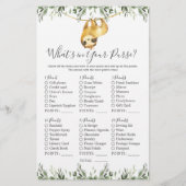 Sloth Animals Baby shower Wat zit er in je tas (Voorkant)