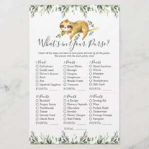 Sloth Animals Baby shower Wat zit er in je tas