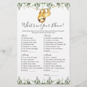 Sloth Animals Baby shower Wat zit er in je telefoo