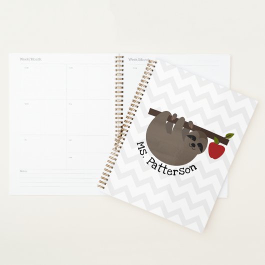 Sloth Apple Tree Chevron Aangepersonaliseerde lera Planner (Display)