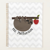 Sloth Apple Tree Chevron Aangepersonaliseerde lera Planner (Voorkant)