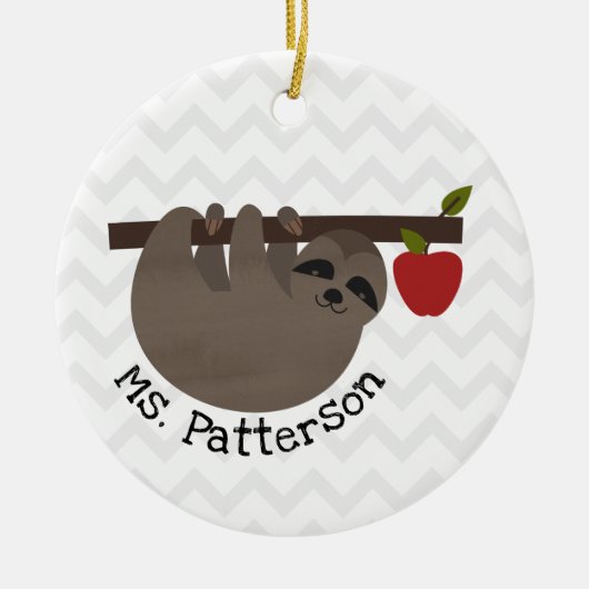 Sloth Apple Tree Chevron Keramisch Ornament (Voorkant)