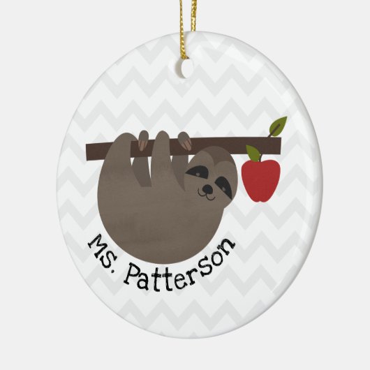 Sloth Apple Tree Chevron Keramisch Ornament (Links)