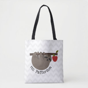 Sloth Apple Tree Chevron leraar Tote Bag