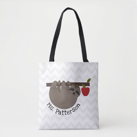 Sloth Apple Tree Chevron leraar Tote Bag (Voorkant)